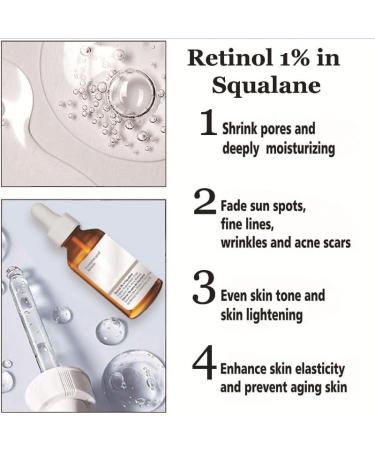 Retinol Serum For Face/Neck/Eyes - Retinol 1% in Squalane 30ml - High-Strength Face Serum for Activate Skin- Anti Aging Facial Serum for Moisturizing Fine Line Skin Repair - Buy Online on SooperMarket.com
