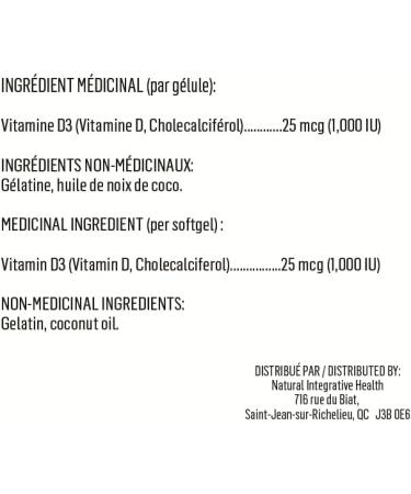 NIH Supplement - Vitamin D3 1000 IU - Supports Immune Health Bone Strength & Mood Balance - High Absorption Non-GMO Gluten-Free - 120 Softgels - Buy Online on SooperMarket.com
