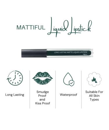 Mynena Dark Green Liquid Lipstick - Long Lasting, Waterproof, Smudge Proof Matte Color Stay Lip Stain - Talc-Free, Mica-Free, Gluten-Free, Paraben-Free | Jocelyne - Buy Online on SooperMarket.com