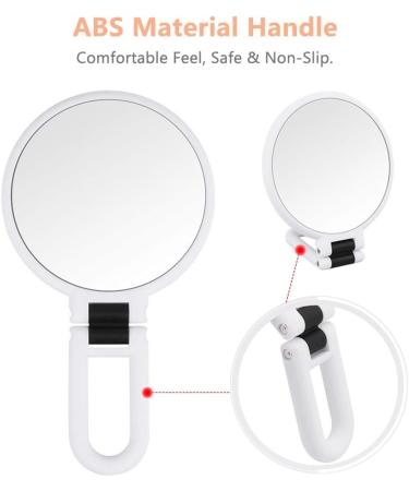 Double Sided 5X/1X Magnifying Hand Held Makeup Mirror - Compact Cosmetic Vanity Mirror for Girls Ladies - White - Buy Online on SooperMarket.com