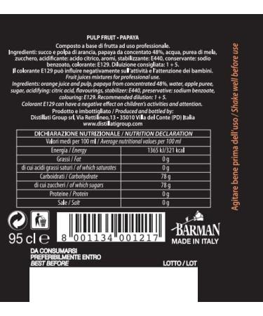 DREAMY Papaya Pulp 95cl - Cocktail/Mocktail Puree for Smoothies & Milkshakes - 950ml Pack of 1 - Buy Online on SooperMarket.com
