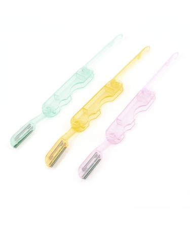 Ruilogod Lady Orange Green Purple Foldable Eyebrow Razor Trimmer Shaper 3pcs