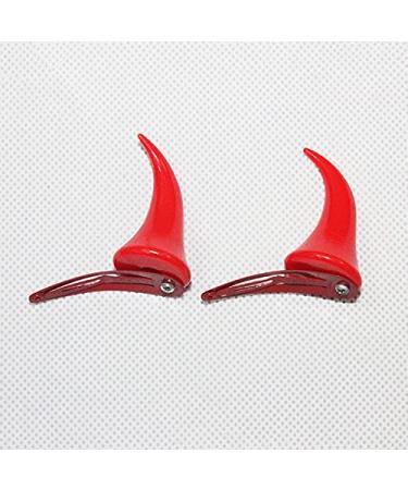 Red Devil Horns Hair Clips - Halloween Cosplay Accessories for Women and Girls - 2pcs - Buy Online on SooperMarket.com