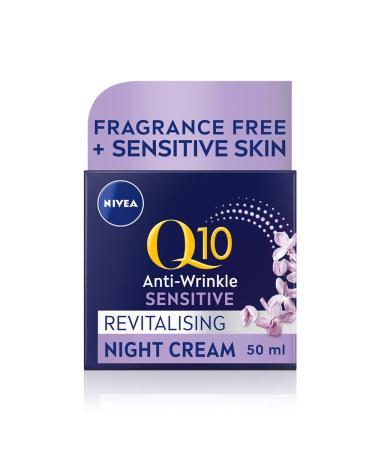 NIVEA Q10 Anti-Wrinkle Sensitive Revitalising Night Cream (50ml) Face Cream with Pure Skin Identical Q10 and Liquorice Extract Sensitive Skin Cream