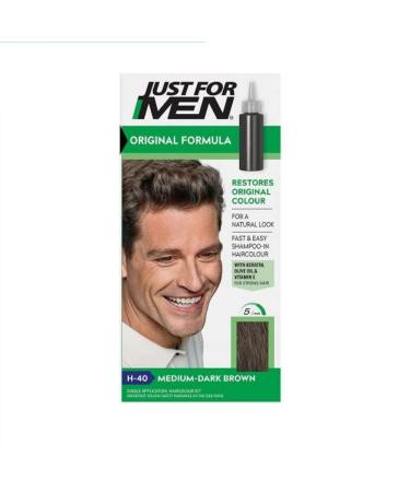 Just For Men Original Formula Medium-Dark Brown Hair Dye Targets Only The Grey Hairs Restoring The Original Colour For a Natural Look H40 H40 - Medium-Dark Brown Single