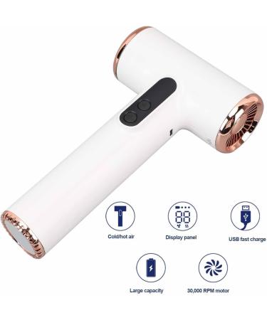 Cordless Hair Dryer USB C Rechargeable Blow Dryer 3 Heat and Wind Settings Professional Portable Blow Dryer High Speed Hair Dryer with Nozzle for Home Travel Salon - Buy Online on SooperMarket.com