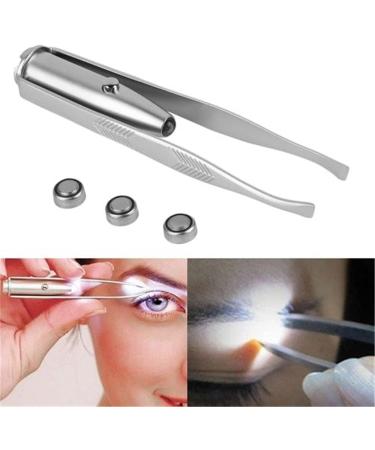 Shortcut composing LED light eyelash eyebrow hair removal stainless steel tweezers - Buy Online on SooperMarket.com