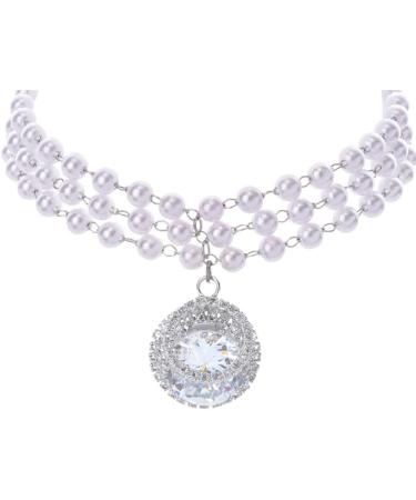 Rayminsino Adjustable Pet Collar with Pearl & Gemstone Diamond Necklace - Stylish Accessories for Cats & Dogs - Buy Online on SooperMarket.com