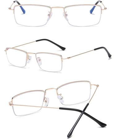 Buy Koosufa Varifocal Reading Glasses for Men - Progressive Multifocus Anti-Blue Light Half Frame Metal Glasses - Workplace & Computer Use - Available in Multiple Strengths 1.0 to 4.0 - Gold Finish - Buy Online on SooperMarket.com