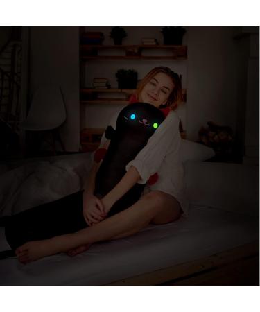 Mewaii 36in Luminous Cat Plush Pillow Black - Soft Stuffed Animal Toy for Kids - Long Squishy Huggable Night Light Kitty - Buy Online on SooperMarket.com