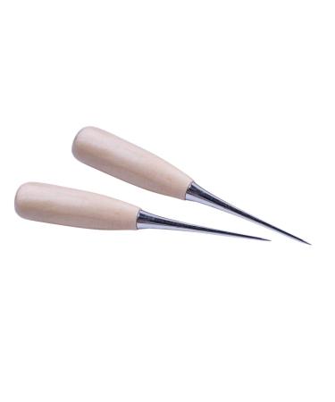 ZLKSKER (Pack of 2) Wooden Handle Leather Drillable Stitching Sewing Awl Punch Hole Gadget Tool
