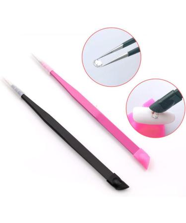 2 Pcs Metal Nail Tweezers Set for Precision Nail Art - Straight Tip Nipper Clippers with Silicone Pressing Head - Buy Online on SooperMarket.com