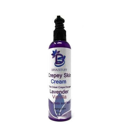 Diva Stuff Crepey Skin Body & Face Cream with Hyaluronic Acid Alpha Hydroxy and more for Dry & Damaged Skin 8oz - Lavender Vanilla (Made in the USA)