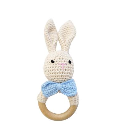 Buy Organic Baby Wooden Teether Crochet Bunny Rattle Pacifier Bracelet - Ideal for Teething Toddlers | International Shipping Available - Buy Online on SooperMarket.com