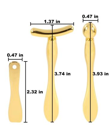 Metal Eye Cream Applicator Stick and Mini Spoon Spatula Set - Zinc Alloy Makeup Tool for Facial Massage and Cream Application (Gold) - Buy Online on SooperMarket.com