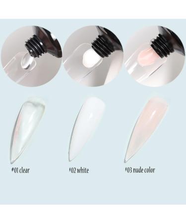 Poly Extension Gel Nail Kit - Clear White Pink Builder Gel with Slip Solution & Dual Forms | Home Manicure Starter Set - Buy Online on SooperMarket.com