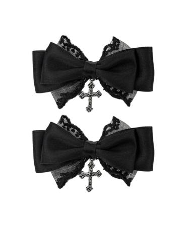 Gothic Lace Hair Clip Bow Large Barrette Bow Flat Clips Barrette Hairpin Bow Elegant Hair Clip for Bunches