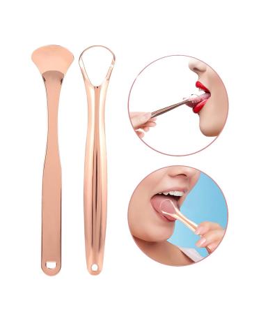 2-Part Stainless Steel Tongue Scraping Set - Reusable Non-Slip Handle Storage Box - Tongue Brush for Adults & Kids (Rose Gold) - Buy Online on SooperMarket.com