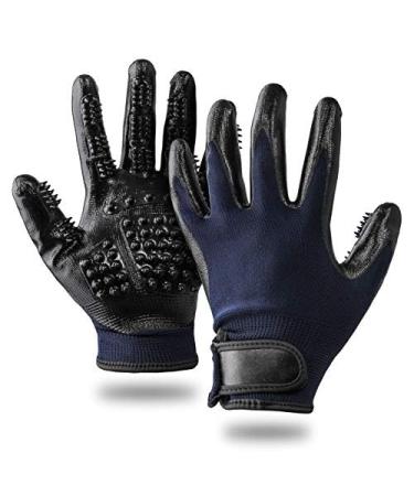 LetiStore 2X Cat Brush Grooming Gloves - Cat Gloves Dog Brush Animal Hair Grooming For Cat Dog And Horse Blue XL