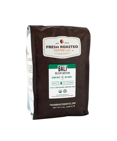 Fresh Roasted Coffee, Organic Bali Blue Moon, 5 lb (80 oz), Medium Roast, Kosher RFA, Whole Bean Organic Bali Blue Moon 5 Pound (Whole Bean)
