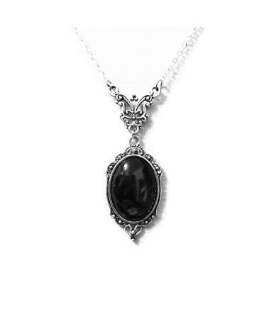 Oralgo's necklace with gothic bloodstone for women and men vampire-shaped witch butterfly necklace vintage black stone necklace