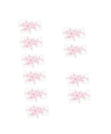 Operitacx 10 Pcs Flower Lace Embroidered Sequins Patches 3d Flower Accessories The Flowers Pink Polyester Yarn