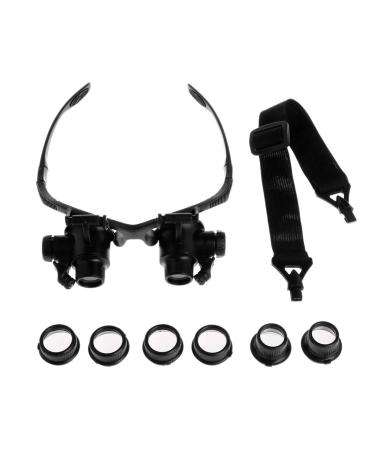 Glasses Magnifier 10x 15x 20x 25x LED Illumination Double Eyes Jewelry Eyeglass Tools