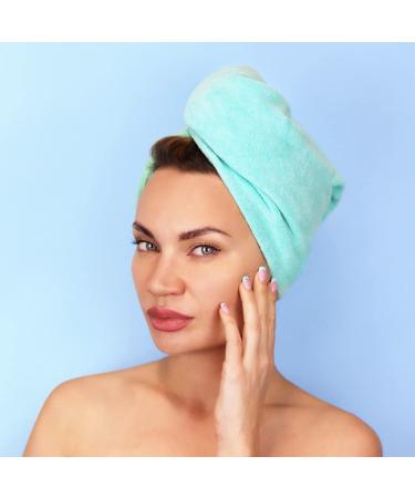 Sleek'e Microfiber Hair Wrap - Ultra Absorbent and Soft Spa-Quality Anti-Frizz Turban Twist Hair Towel Reduces Drying Time by 50% for Healthier Hair (Mint)