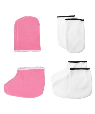 HAPINARY 4 Pairs Hand and Foot Mask Moisturizing Gloves Thermal Treatment Glove Spa Gloves Manicure Gloves Paraffin Bags Healing Thermal Gloves Exfoliating Care Glove Wax Heel Sock Thicken