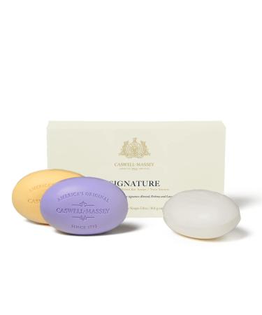 Caswell-Massey Triple Milled Centuries Signature Three-Soap Set Almond Lavender & Verbena Soap Bars For Men & Women Made In USA 5.8 Oz (3 Bars) Centuries Signature 5.8 Ounce (Pack of 3)