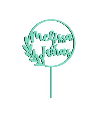 Cake topper personalized with name - natural wood decoration accessory cake material: birch multiplex (birch multiplex-mint)