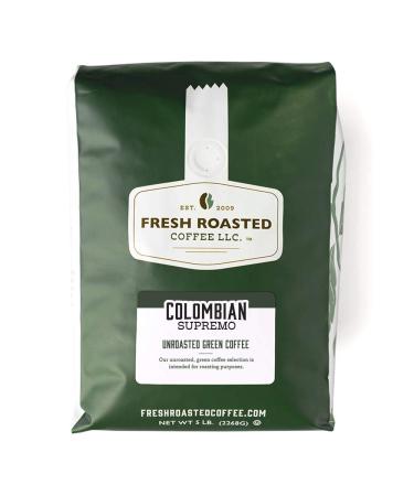 Fresh Roasted Coffee, Unroasted Colombian Supremo, Kosher, 5 Pound Colombian Supremo 5 Pound (Pack of 1)