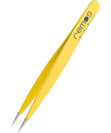 REMOS splinter tweezers - stainless steel INOX rustproof 9.5 cm - fine tip yellow