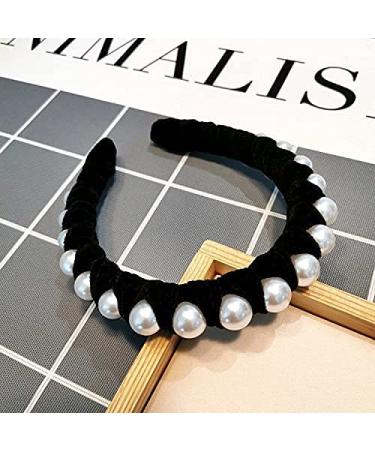 Black Velvet Pearl Headbands for Women - Wide Bandana Wrap with Hair Hoops - Buy Online on SooperMarket.com