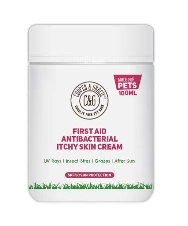 First Aid Antibacterial Itchy Skin Cream with SPF 50 | Natural Essential Oil | Maintains Cracked Itchy Skin | Lick Safe Non-Toxic Non-Irritant | Highly Absorbent Sun Cream for Dogs 100ml