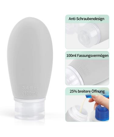 OPRET 100ml Silicone Travel Bottles Set - 3 Leakproof & Refillable TSA-Approved Containers for Shampoo & Cream - BPA-Free Black & Gray - Buy Online on SooperMarket.com