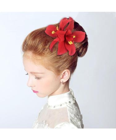 JSGHGDF Fabric Flower Hair Clip for Women Elegant Cloth Flower Side Clip Hair Style Accessories Ponytail Holder Barrettes Purple - Buy Online on SooperMarket.com