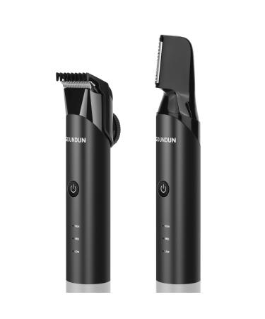 Gdundun body shaver men including 2 quick change heads 2 in 1 V-shaped trimmer head and intimate razor adjustable intimate razor man with 15 precision levels 3 17mm for clean look black