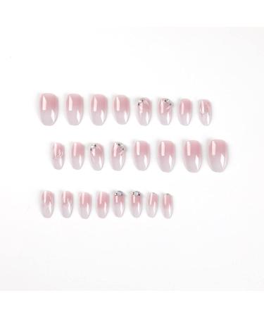 Justotry Pale Purple Jeweled French Press-on Nails - 24 pcs Medium Ballerina Long Stick-on Acrylic Coffin False Nails with Glue for Women - Buy Online on SooperMarket.com