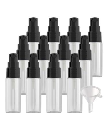 ZEOABSY 12 Pieces 20 ml Transparent Lotion Bottles with Black Pump 20ml Empty PET Plastic Lotion Pump Bottle Cosmetic Gel Travel Container for Cosmetic Make up Cleaning + 2 x Funnel Transparent 20ml