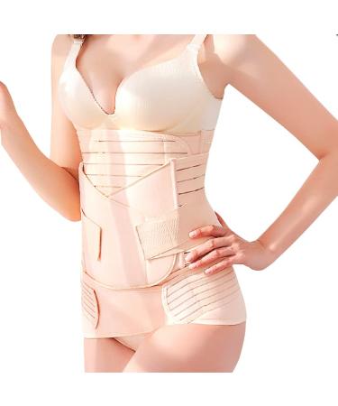 Lekeplus 3 In 1 Postpartum Belly Band Wrap C Section Recovery Belt Support Recovery Belly/Waist/Pelvis Belts for Postnatal Shapewear Postpartum Belly Wrap (Beige XXL) Beige XXL