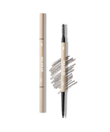 Grey Eyebrow Pencil for Older Women Soft Retractable Gray Eyebrow Pencil with Spoolie Ultra Fine Brow Pencil for Gray Hair with hair like strokes Long-lastin Waterproof Grey YES.EYE DO
