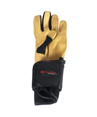HILASON Bull Riding Gloves Pro Rodeo Genuine Leather Tan Left Hand 8