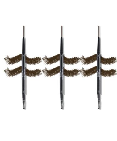 Eyebrow Pencil Cuckoo 3 Pack of Waterproof Ultra Precise Brow Pencil Microblading Eyebrow Makeup Pen with Eyebrow Razor Long-lasting Natural Brows (3 PACK  DARK BROWN) 3 Count (Pack of 1) DARK BROWN