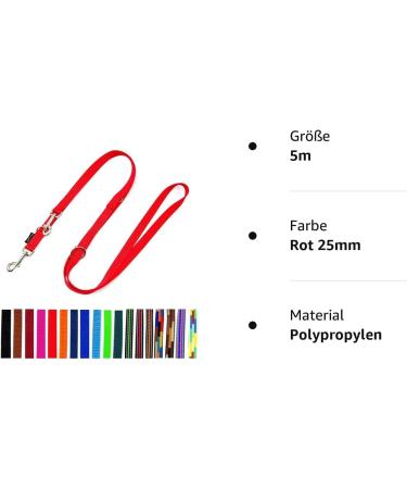 Adjustable Double Dog Leash for Large Dogs - 5m 25mm Width - Red | International Shipping Available - Buy Online on SooperMarket.com
