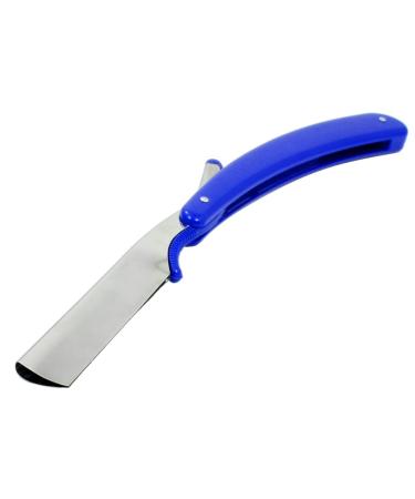 Ruilogod Blue Plastic Handle Blade Folded Beauty Hair Tool Shaver Trimmer Holder