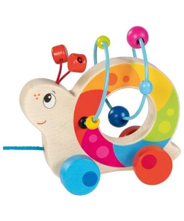 goki pull-along toy with motor skills loop rolling snail | Educational wooden toy for beginners from 1 year