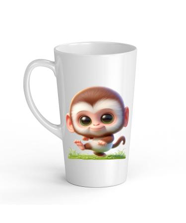 White Ceramic Baby Monkey Mug - Large 483 ml Perfect for Hot Chocolate or Milk Fun and Easy to Use