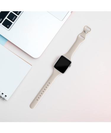 Ultra Thin Silicone Sport Band for Apple Watch 38/40/41mm - #A Starlight | Compatible with iWatch Series 1-8/SE | Slim Replacement Wristband for Men and Women - Buy Online on SooperMarket.com