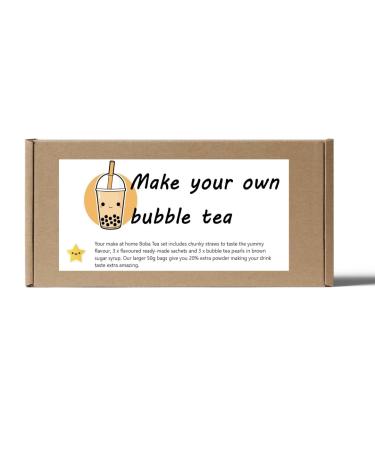 Bubble Tea Make Your Own Kit 3 Flavours 3 Jumbo Straws Tapioca Ball Pearls Gift make your own gift set box bigger packets start set easy to make gift present